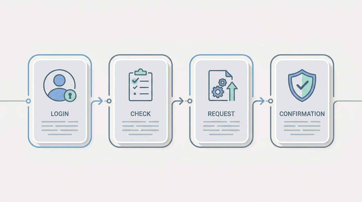 Illustratie van de stappen om via DigiD een Cruks-uitschrijving aan te vragen